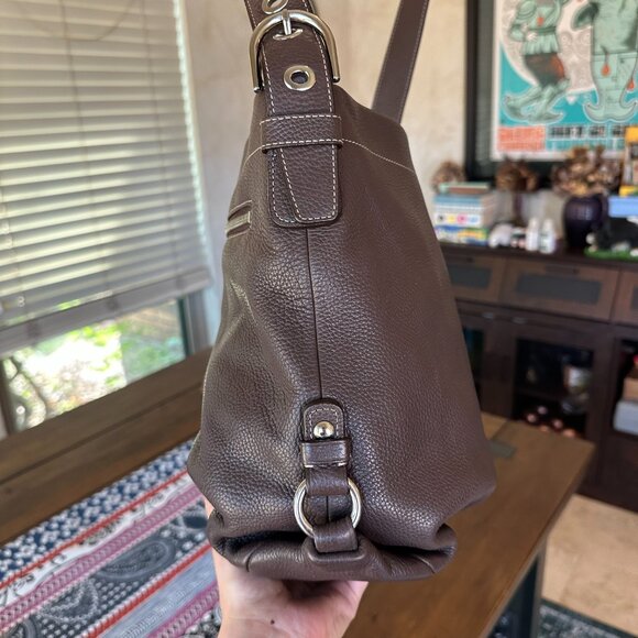 Coach 2Way Duffle Shoulder Bag, Brown Pebbled Leather F15064, EUC - Picture 5 of 12